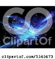 Clipart Of A Blue Fractal Background With A Network Or Plexus Effect Royalty Free Illustration