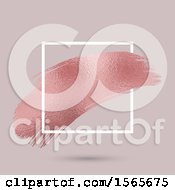 Clipart Of A Metallic Rose Pink Stroke In A Frame Royalty Free Vector Illustration