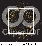 Clipart Of A Frame And Gold Confetti On Black Royalty Free Vector Illustration