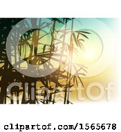 Clipart Of A Bamboo Sunset Background Royalty Free Vector Illustration