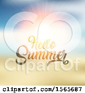 Clipart Of A Hello Summer Design Against A Sunset Royalty Free Vector Illustration