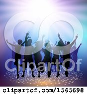 Clipart Of A Group Of Silhouetted Dancers On Purple Royalty Free Vector Illustration