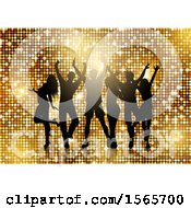 Poster, Art Print Of Group Of Silhouetted Dancers On Gold