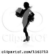 Clipart Of A Silhouetted Cheerleader With A Reflection Or Shadow On A White Background Royalty Free Vector Illustration