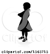 Poster, Art Print Of Silhouetted Girl With A Reflection Or Shadow On A White Background