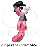 Poster, Art Print Of Pink Plague Doctor Man Floating Through Air Right