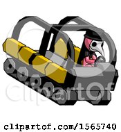 Poster, Art Print Of Pink Plague Doctor Man Driving Amphibious Tracked Vehicle Top Angle View