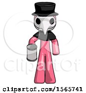 Poster, Art Print Of Pink Plague Doctor Man Begger Holding Can Begging Or Asking For Charity