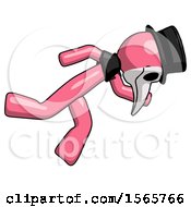 Poster, Art Print Of Pink Plague Doctor Man Running While Falling Down