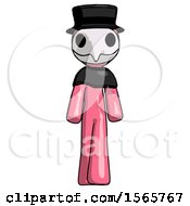 Poster, Art Print Of Pink Plague Doctor Man Walking Front View