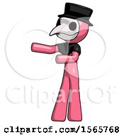 Pink Plague Doctor Man Presenting Something To His Right
