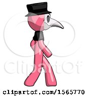 Pink Plague Doctor Man Walking Right Side View