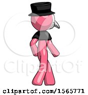 Poster, Art Print Of Pink Plague Doctor Man Walking Away Direction Right View