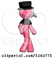 Pink Plague Doctor Man Walking Away Direction Right View
