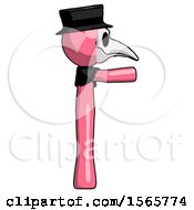 Poster, Art Print Of Pink Plague Doctor Man Pointing Right