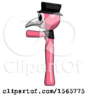 Poster, Art Print Of Pink Plague Doctor Man Pointing Left