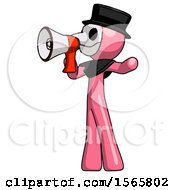 Pink Plague Doctor Man Shouting Into Megaphone Bullhorn Facing Left