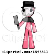 Poster, Art Print Of Pink Plague Doctor Man Holding Meat Cleaver