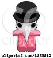 Pink Plague Doctor Man Sitting With Head Down Facing Forward