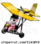 Poster, Art Print Of Pink Plague Doctor Man In Ultralight Aircraft Top Side View