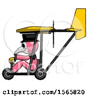 Poster, Art Print Of Pink Plague Doctor Man In Ultralight Aircraft Side View