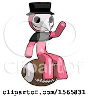 Poster, Art Print Of Pink Plague Doctor Man Sitting On Giant Football