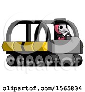 Poster, Art Print Of Pink Plague Doctor Man Driving Amphibious Tracked Vehicle Side Angle View
