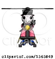 Pink Plague Doctor Man Flying In Gyrocopter Front View