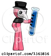 Poster, Art Print Of Pink Plague Doctor Man Holding Large Test Tube