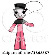 Poster, Art Print Of Pink Plague Doctor Man With Word Bubble Talking Chat Icon