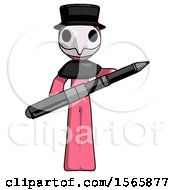 Poster, Art Print Of Pink Plague Doctor Man Posing Confidently With Giant Pen
