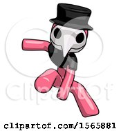 Poster, Art Print Of Pink Plague Doctor Man Action Hero Jump Pose