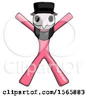 Poster, Art Print Of Pink Plague Doctor Man Jumping Or Flailing