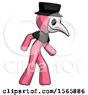 Pink Plague Doctor Man Suspense Action Pose Facing Right