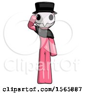 Poster, Art Print Of Pink Plague Doctor Man Soldier Salute Pose