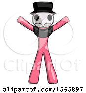 Poster, Art Print Of Pink Plague Doctor Man Surprise Pose Arms And Legs Out