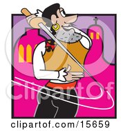 Poster, Art Print Of Male Musketeer Swinging A Sword Behind His Back