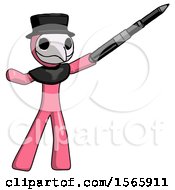 Poster, Art Print Of Pink Plague Doctor Man Demonstrating That Indeed The Pen Is Mightier