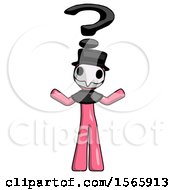 Poster, Art Print Of Pink Plague Doctor Man With Question Mark Above Head Confused