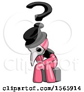 Poster, Art Print Of Pink Plague Doctor Man Thinker Question Mark Concept