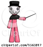 Poster, Art Print Of Pink Plague Doctor Man Teacher Or Conductor With Stick Or Baton Directing