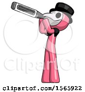 Poster, Art Print Of Pink Plague Doctor Man Thermometer In Mouth