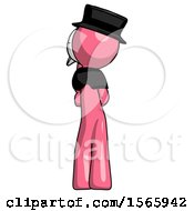 Pink Plague Doctor Man Thinking Wondering Or Pondering Rear View