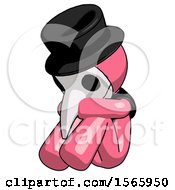 Pink Plague Doctor Man Sitting With Head Down Facing Angle Left