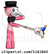 Poster, Art Print Of Pink Plague Doctor Man Holding Jesterstaff - I Dub Thee Foolish Concept