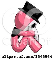 Pink Plague Doctor Man Sitting With Head Down Facing Sideways Right
