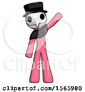 Poster, Art Print Of Pink Plague Doctor Man Waving Emphatically With Left Arm