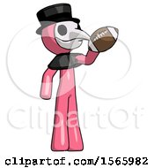 Poster, Art Print Of Pink Plague Doctor Man Holding Football Up