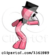 Poster, Art Print Of Pink Plague Doctor Man Sneaking While Reaching For Something