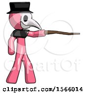 Poster, Art Print Of Pink Plague Doctor Man Pointing With Hiking Stick